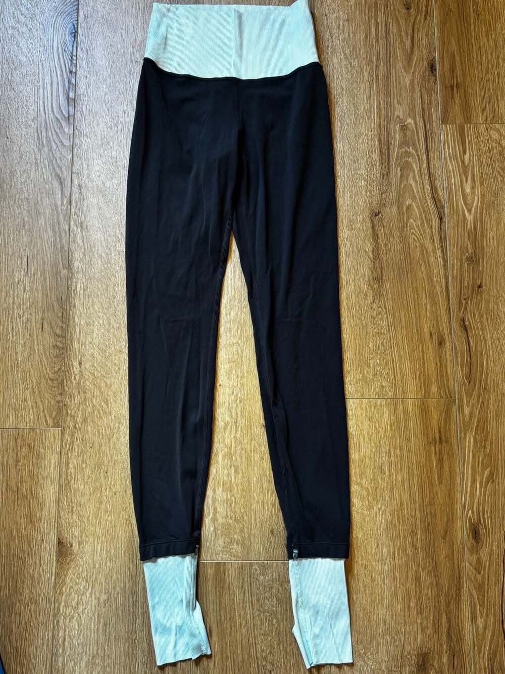 Nike Yoga Ribbed High-Waist Stirrup Leggings Black Mint Green Size S